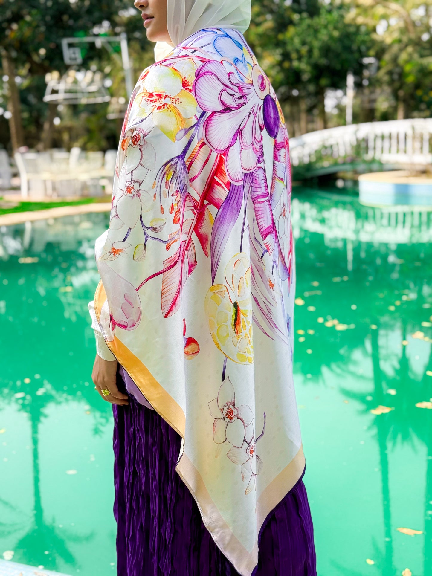 Satin Scarf in Purple