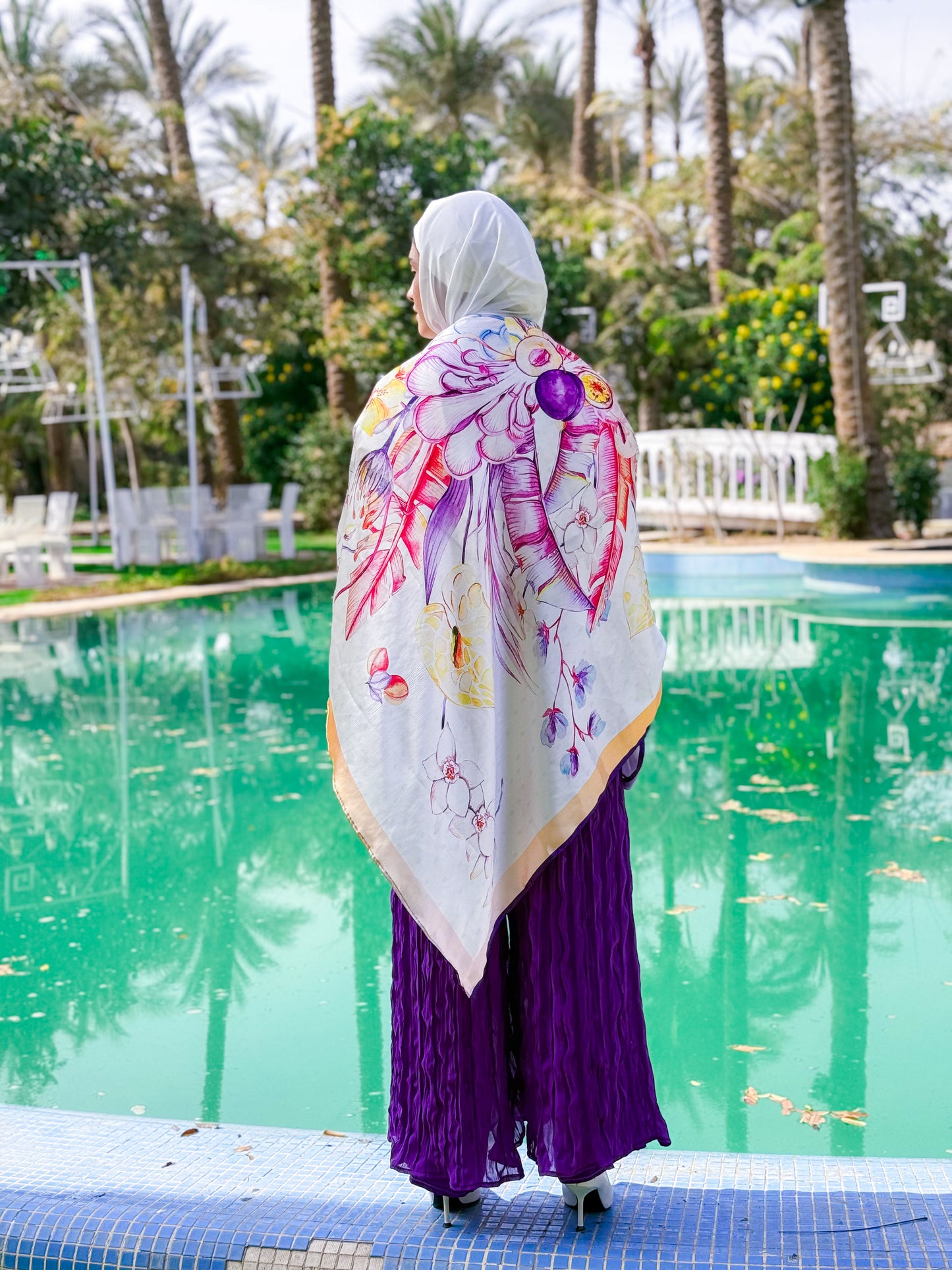 Satin Scarf in Purple