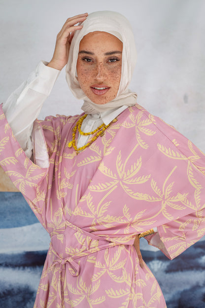 PinkPalm wrap Dress
