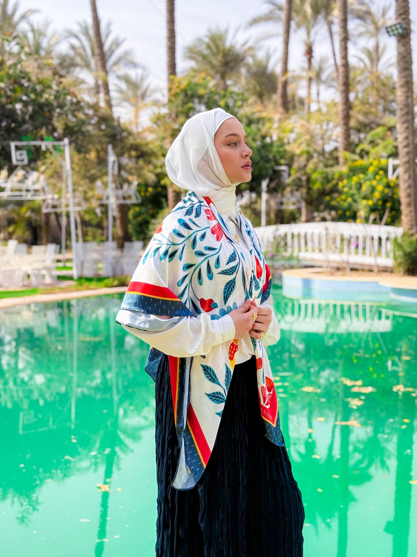 Satin Scarf in Teal