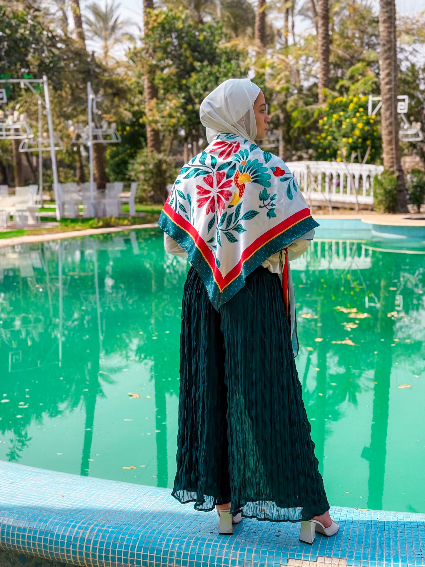 Satin Scarf in Teal