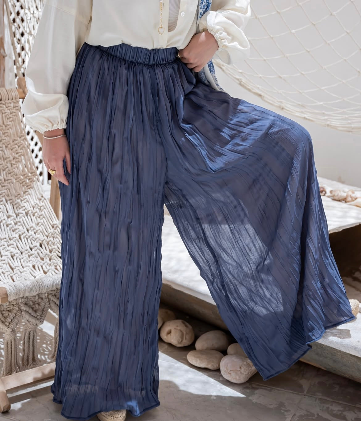 Pleated pants in Blue