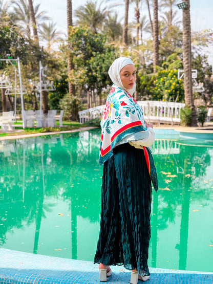 Pleated pants in Teal